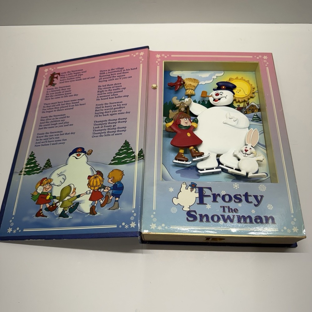 Vtg 2001 Mr Christmas Frosty The Snowman Animated Musical Book Box Decor Tested
